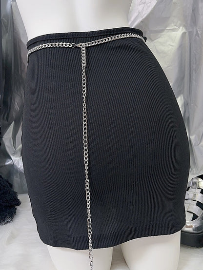 Silver Y2K Moon Charm Waist Chain