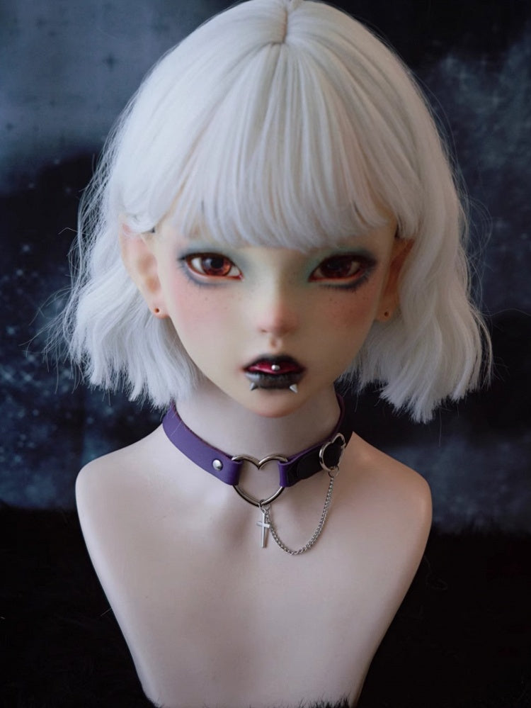 Purple Gothic Cross And Chain Pendant Heart Choker