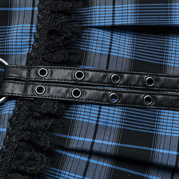 Black and Blue Sweet Punk Pleated Skirt