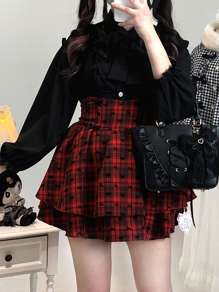 Sweet & Edgy Plaid Tiered Skirt: Jirai Kei High-Waist in 3 Colors