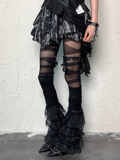 Black Y2K Crisscorss Banded Tights