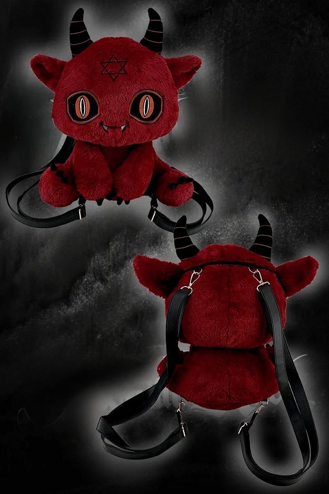 Red Devil Gothic Plush Backpack Bag