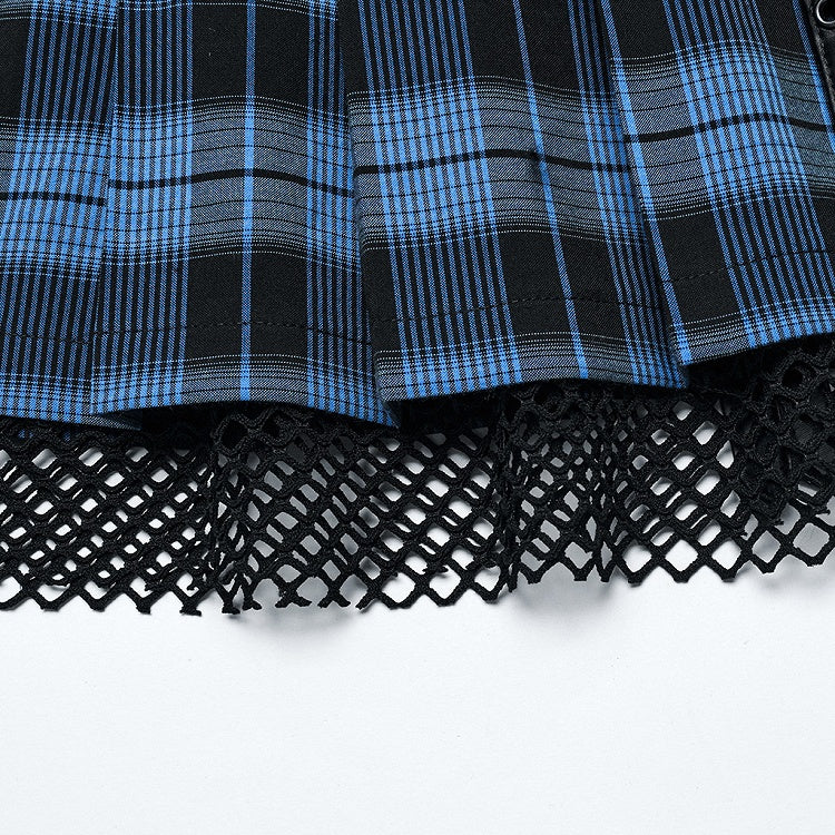 Black and Blue Sweet Punk Pleated Skirt