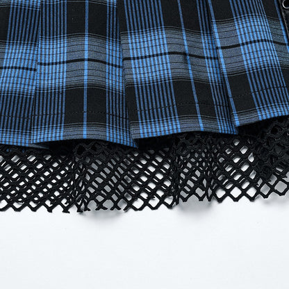 Black and Blue Sweet Punk Pleated Skirt