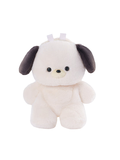 White 35cm/50cm Plush Baby Dog Backpack Detachable Shoulder Straps