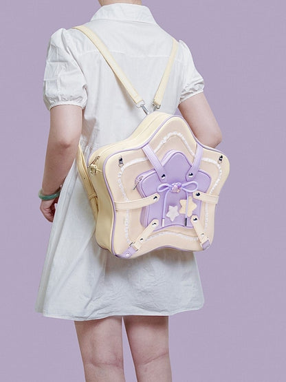 Yellow & Purple Charm 2-Way Kawaii Bag With Star Design
