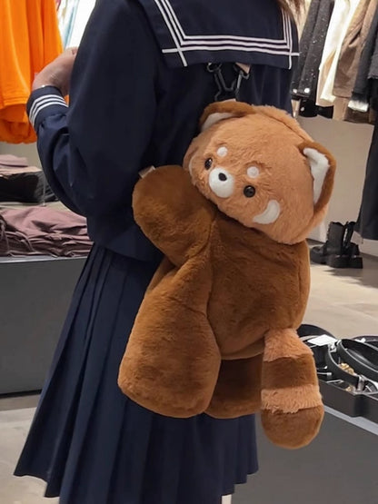 Clearance-Cute Red Panda Brown 40cm Plush Backpack/Crossbody