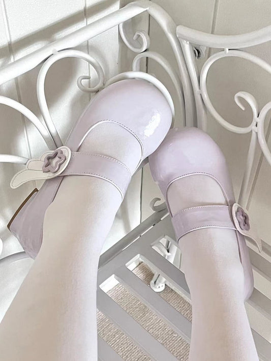 Jirai Kei Light Purple Lolita Star Wing Design Mary Jane Shoes