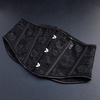 Black/White Steampunk Lace Waist Corset Belt
