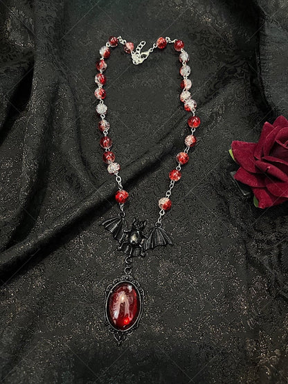 Handmade Beaded Chian Gothic Vampire Necklace