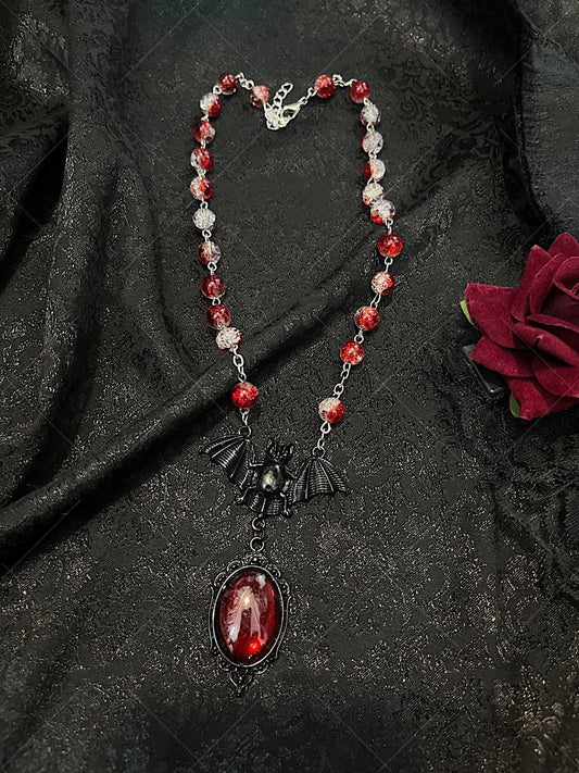 Handmade Beaded Chian Gothic Vampire Necklace