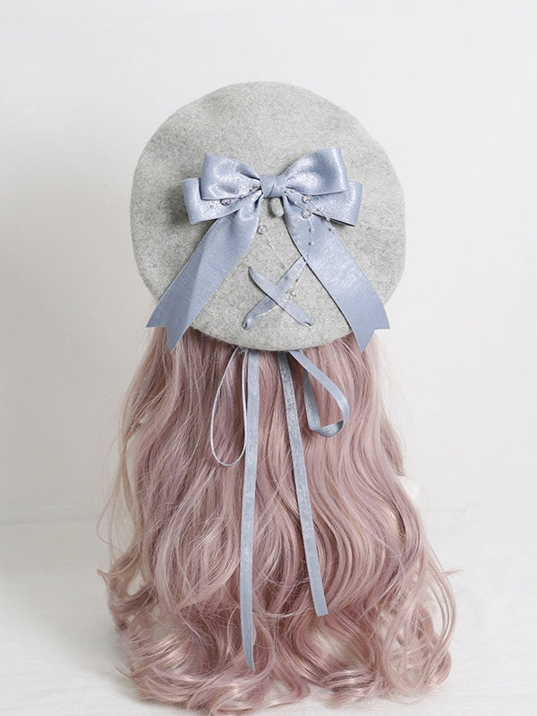 4 Colors Cute Lolita Beret With Bowknot Ribbon