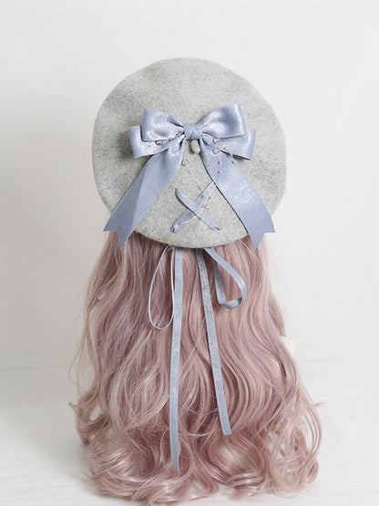 4 Colors Cute Lolita Beret With Bowknot Ribbon