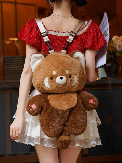 Brown 35cm/50cm Plush Red Panda Backpack Detachable Shoulder Straps