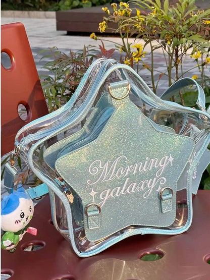 Blue PU Star-shaped Ita Bag Set with Detachable Badge Charm