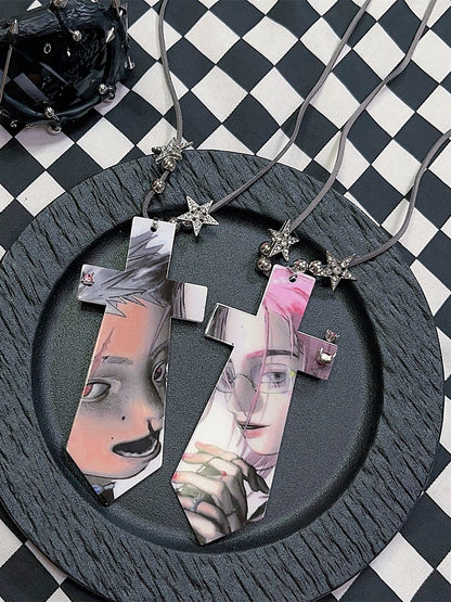 Colorful Y2K Cartoon Print Neck Tie Necklace