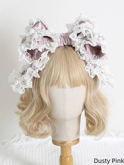 11 Colors Large - Sized Sweet Lolita Multi - layer Bowknot KC With Lace Trims