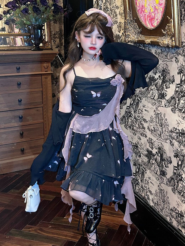 Plus Size Black Lettuce Trim Top