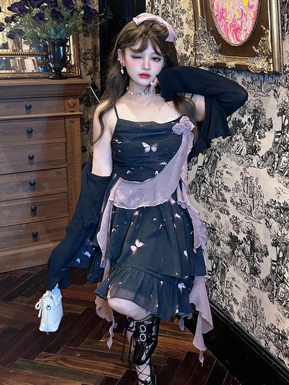 Plus Size Black Lettuce Trim Top