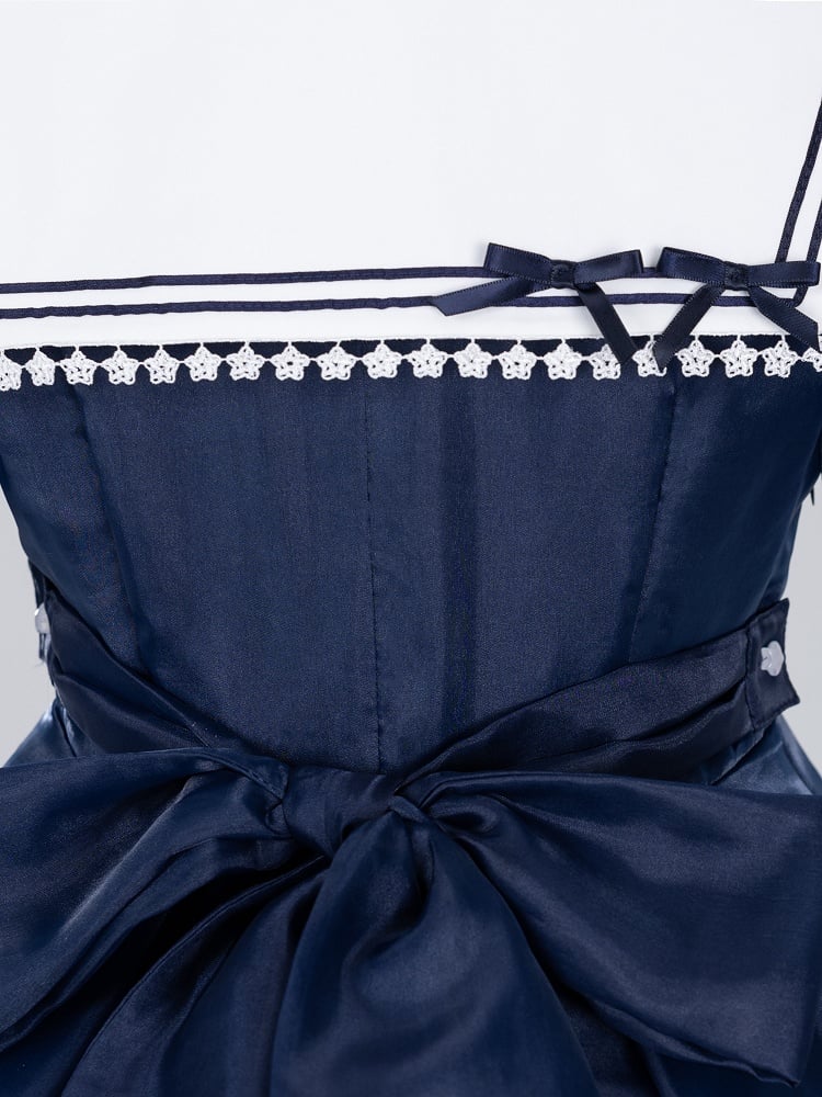 Navy Starry Sailor Lolita Dress with Red Bowtie