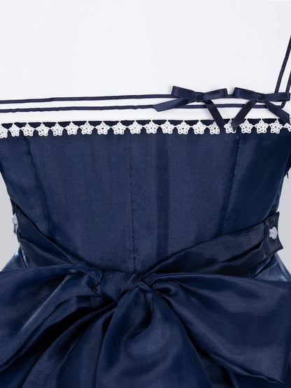 Navy Starry Sailor Lolita Dress with Red Bowtie