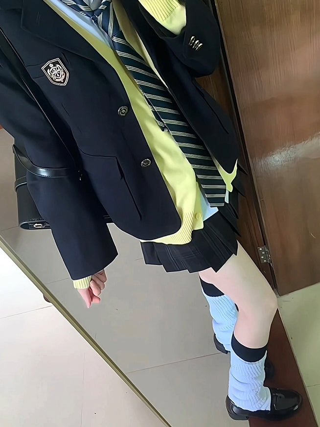 White JK Uniform Knitted Calf Socks 60CM/100CM Length