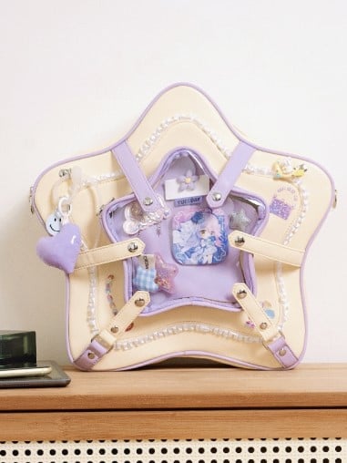 Yellow & Purple Starry 2-Way Ita Bag With Kawaii Style
