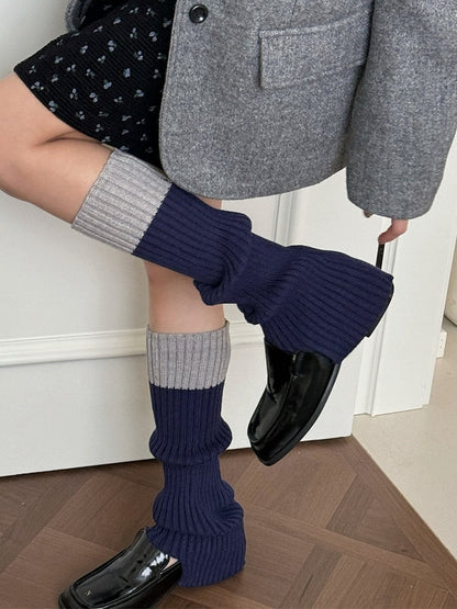 White/Khaki/Dark Blue/Dark Grey/Dark Red/Coffee Knitted Leg Warmers