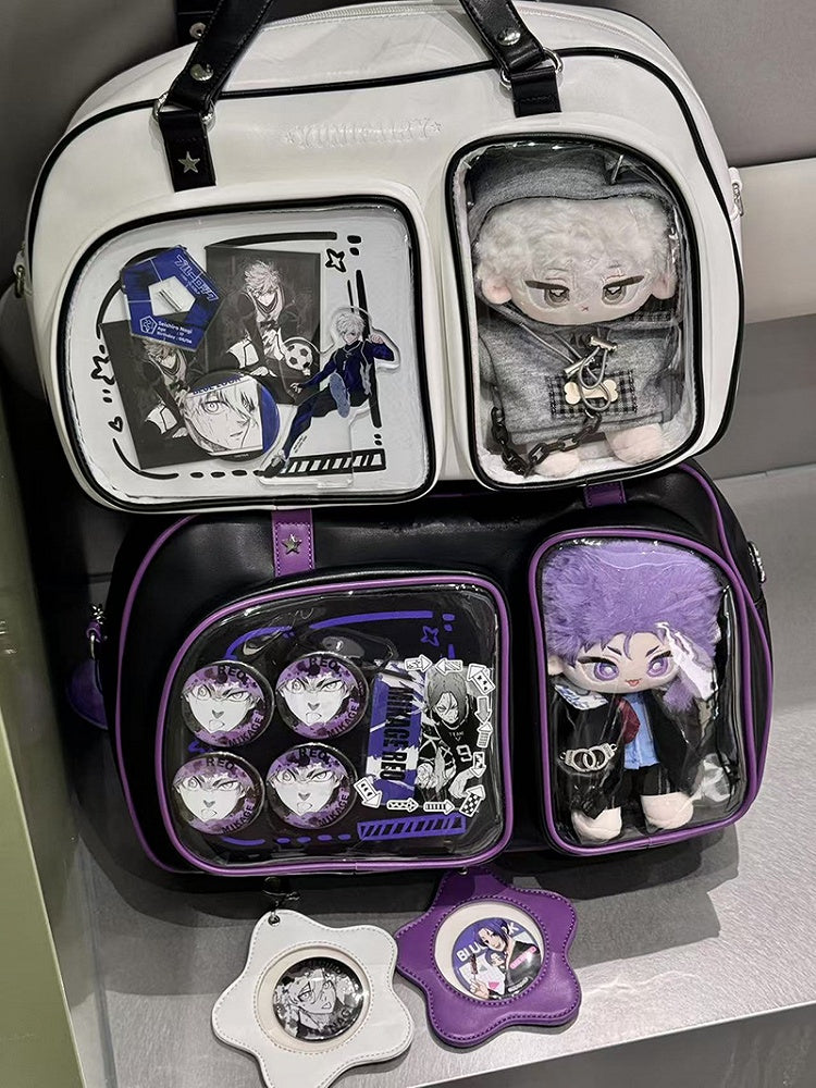 Black & Purple Contrast Trim Bread-shaped Ita Shoulder Bag