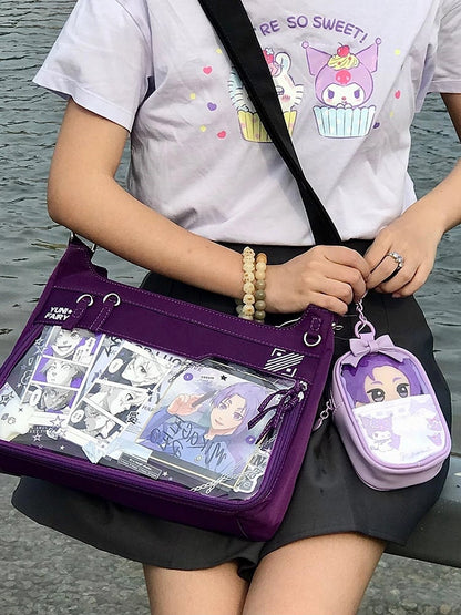 Purple Adjustable Strap Large Capacity Unisex Nylon Ita Bag