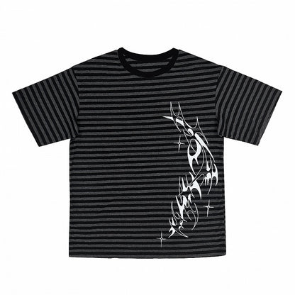 Black & Gray Stripe Pattern Tattoo T-shirt