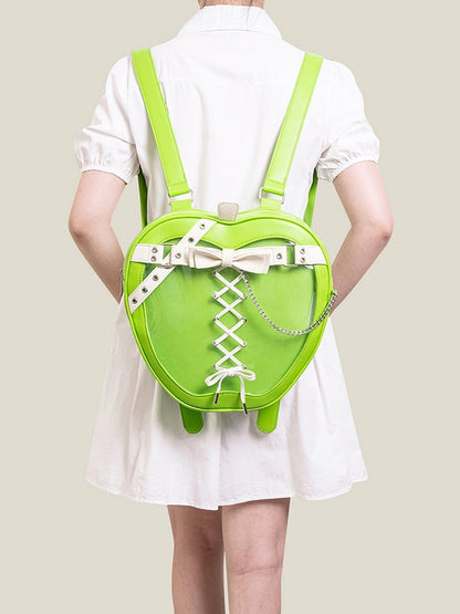 Green Apple Design Lace-up Detail Ita Backpack
