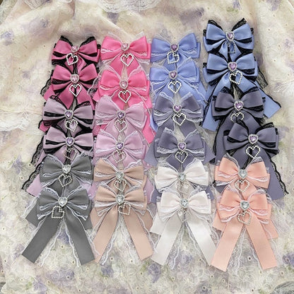 15 Options Heart Decorated Bowknot Brooches