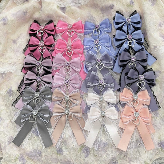 15 Options Heart Decorated Bowknot Brooches