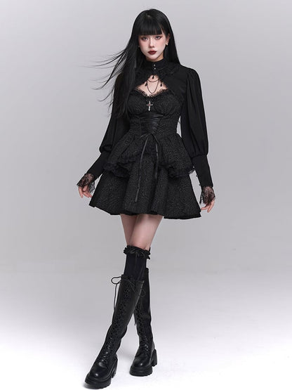 Black Mock Neck Long Sleeves Bolero