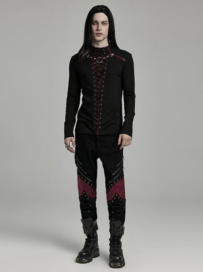 Black and Red Punk Handsome T-shirt