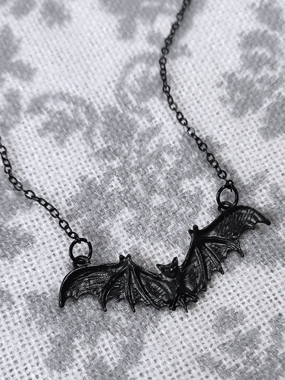 Gothic Punk Black Bat Necklace
