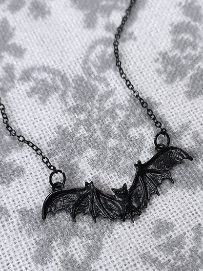 Gothic Punk Black Bat Necklace