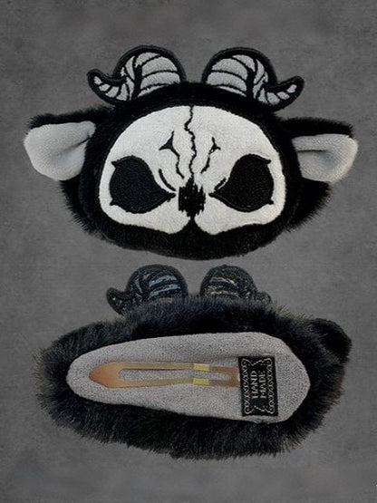 Black and White Grim Reaper Gothic Plush Hairclip