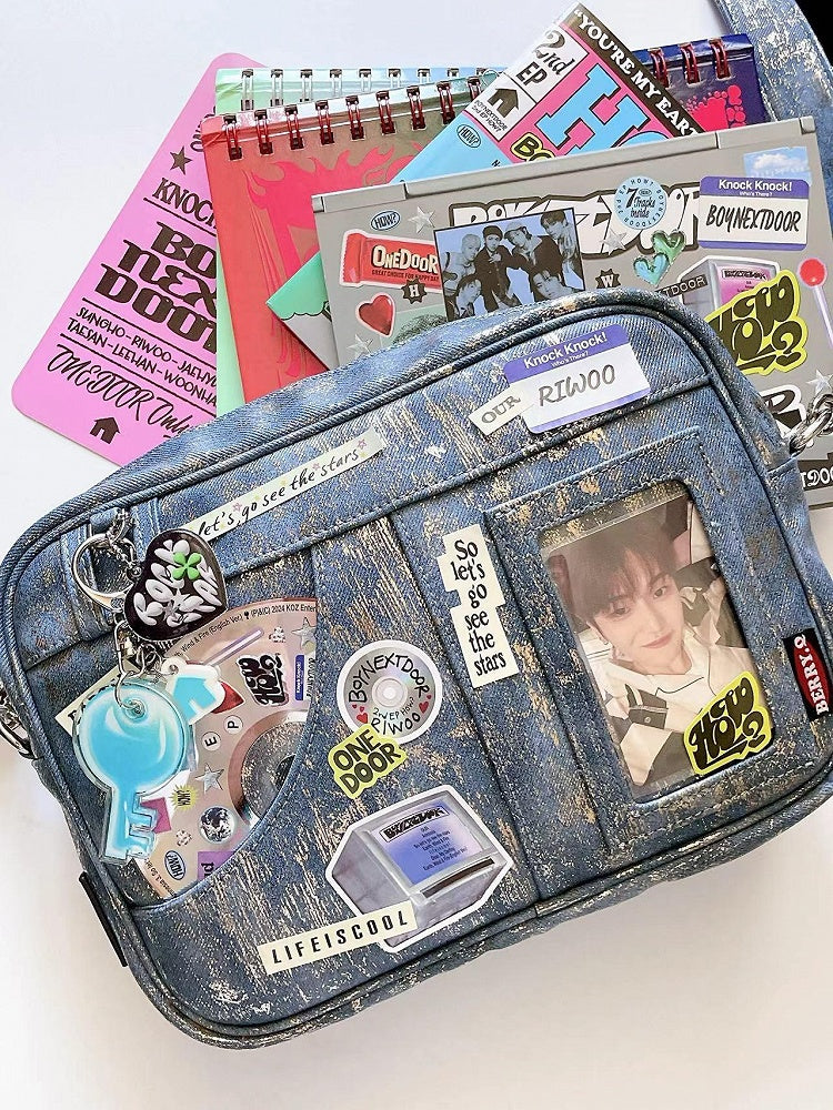 Dark Blue PU Ita Crossbody Bag