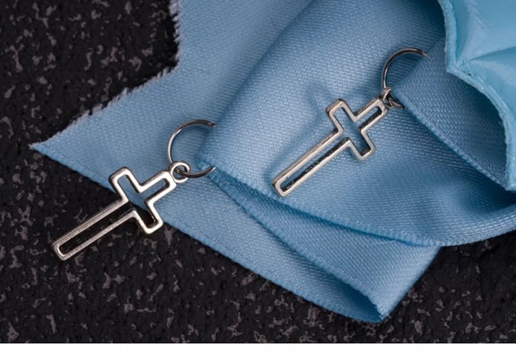 Skulls Bat Wings Cross Charms Blue Bowknot Hairclips