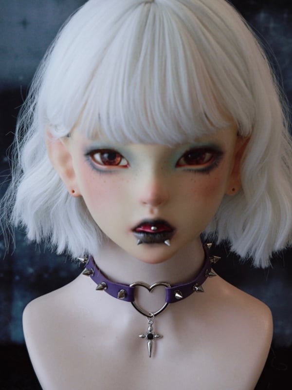 Purple Gothic Cross Pendant Studs Details Heart Choker