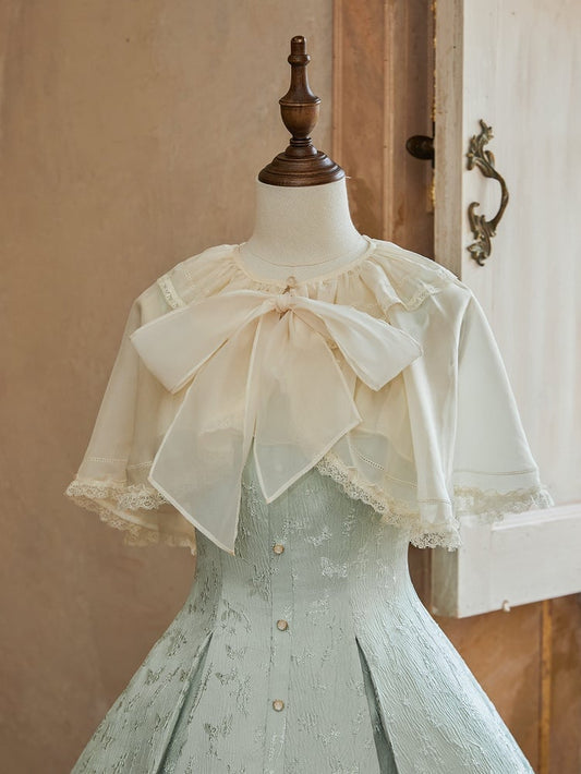 Clearance-Size M for Neck Circumference 42.5CM Beige Self-tie Bowknot Neckline Shawl