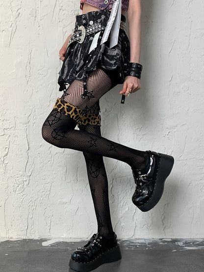 Black Y2K Star Pattern Tights