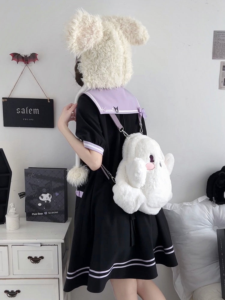 White Ghost Shaped Plush Backpack Large Size