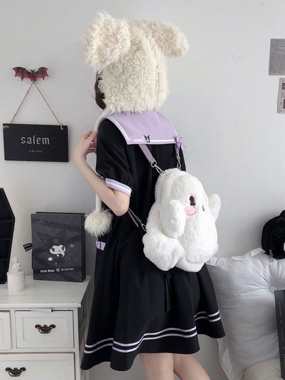 White Ghost Shaped Plush Backpack Large Size