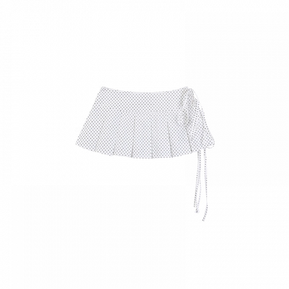 White and Black Polka Dot Box Pleat Waist Accessory