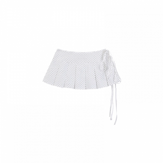 White and Black Polka Dot Box Pleat Waist Accessory