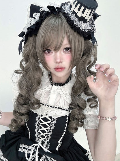 Brown 30CM Length Synthetic Wig With Long Double Ponytail Claw Clips