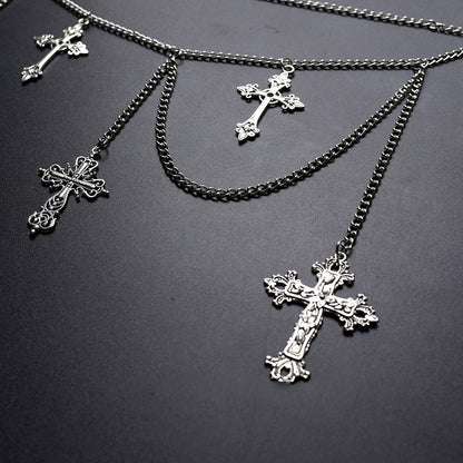 Silver Gothic Cross Charm Waist Chain